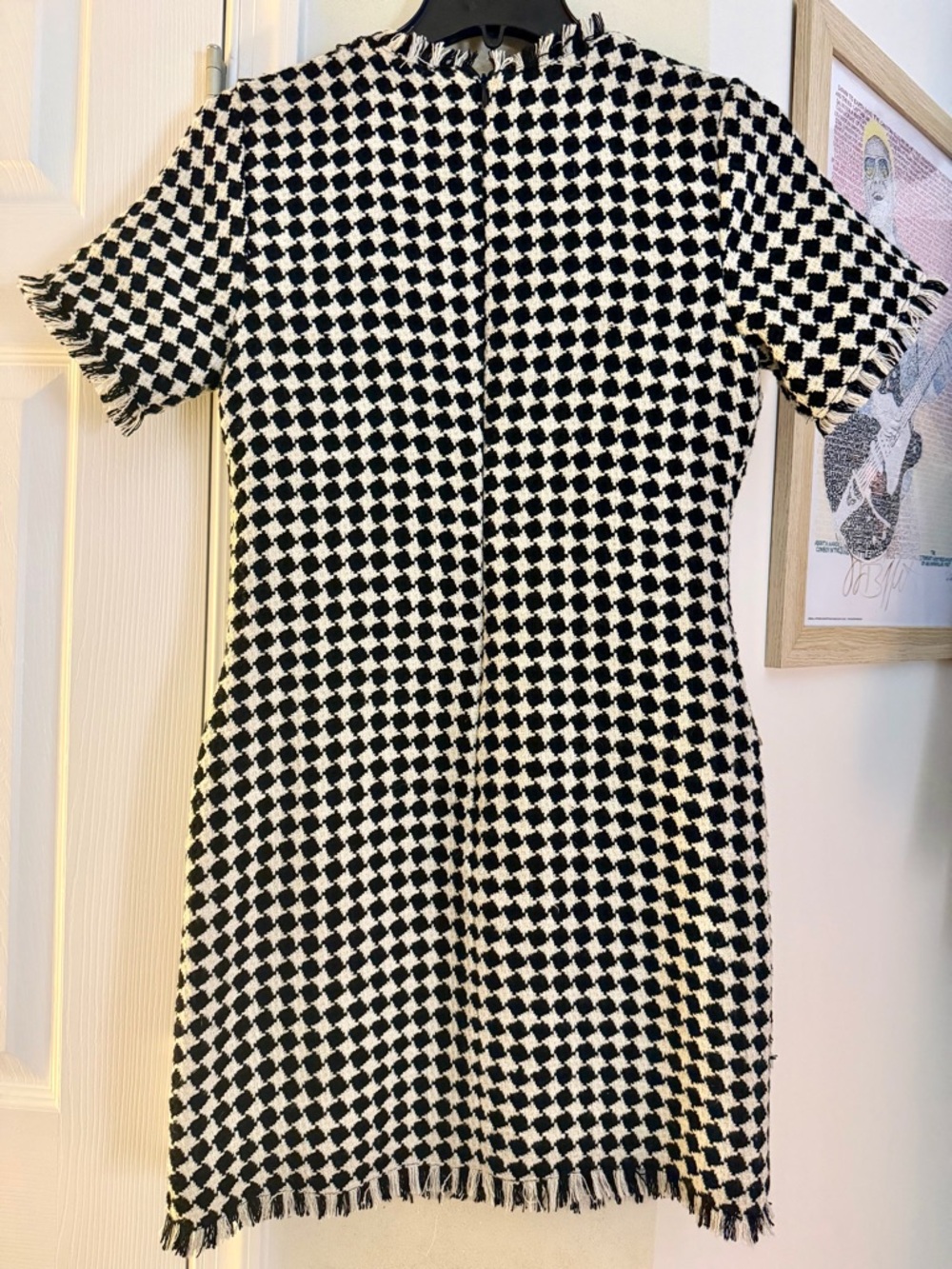 Black and White Tweed Sheath Mini Dress - Picture 4 of 6